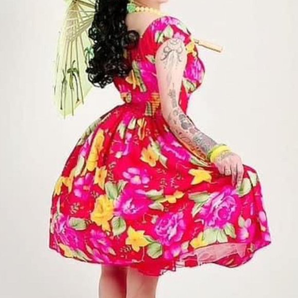 Women's Peasant Dress low shoulder Retro vintage 1950's pinup swing style - Picture 6 of 6